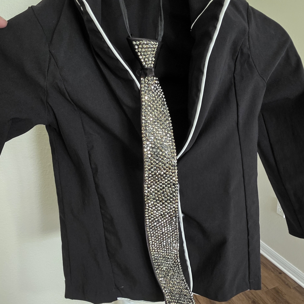 Weissman Black Jacket with Glittering Silver Tie